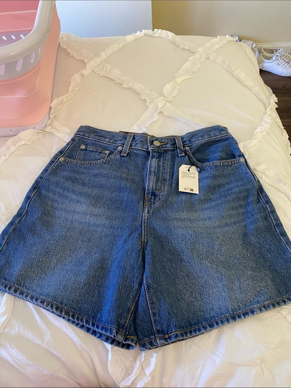 Levi's Mid Blue High-Rise Jean Shorts